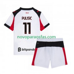 Camisolas AC Milan Christian Pulisic 11 Criança Visitante 2025-2026 Manga Curta