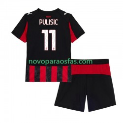 Camisolas AC Milan Christian Pulisic 11 Criança Casa 2025-2026 Manga Curta