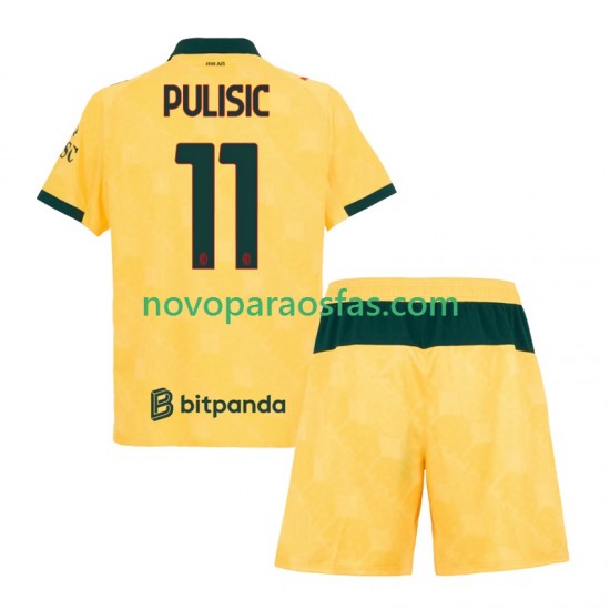 Camisolas AC Milan Christian Pulisic 11 Criança Alternativo 2025-2026 Manga Curta