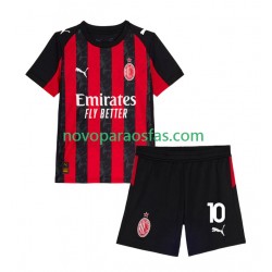 Camisolas AC Milan Rafael Leao 10 Criança Casa 2025-2026 Manga Curta