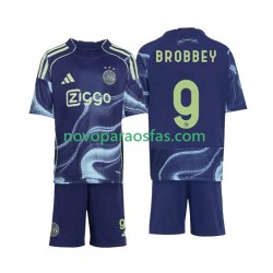 Camisolas AFC Ajax Brian Brobbey 9 Criança Visitante 2025-2026 Manga Curta