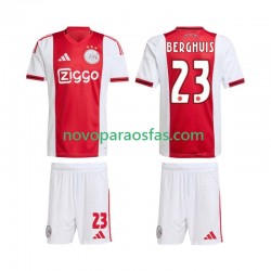 Camisolas AFC Ajax Steven Berghuis 23 Criança Casa 2025-2026 Manga Curta