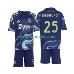 Camisolas AFC Ajax Wout Weghorst 25 Criança Visitante 2025-2026 Manga Curta