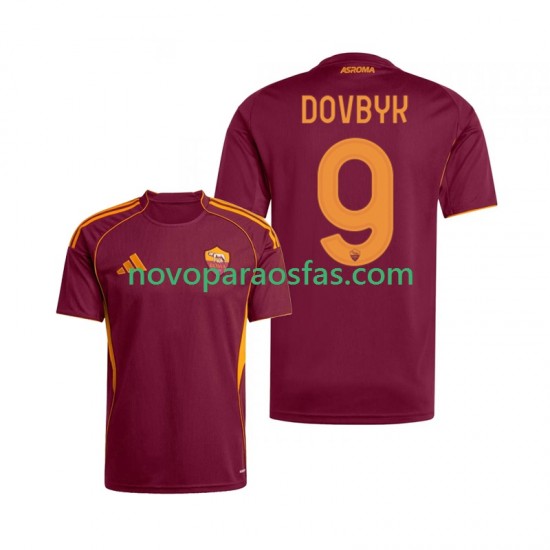 Camisolas AS Roma Artem Dovbyk 9 Homem Casa 2025-2026 Manga Curta