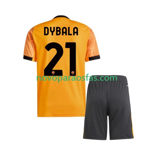 Camisolas AS Roma Dybala 21 Criança Visitante 2025-2026 Manga Curta