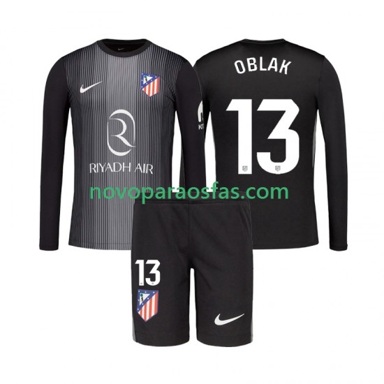 Camisolas Atlético Madrid Jan Oblak 13 Guarda-redes Criança Visitante 2025-2026 Manga Comprida