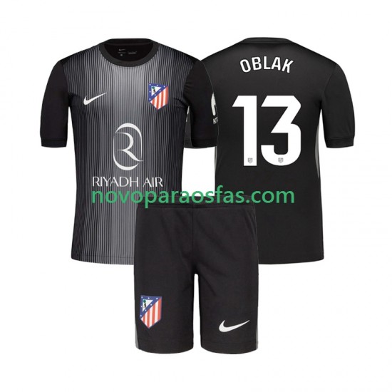 Camisolas Atlético Madrid Jan Oblak 13 Guarda-redes Criança Visitante 2025-2026 Manga Curta