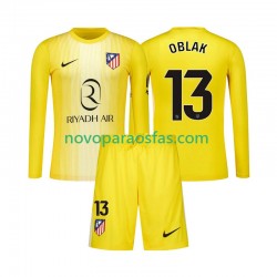Camisolas Atlético Madrid Jan Oblak 13 Guarda-redes Criança Casa 2025-2026 Manga Comprida