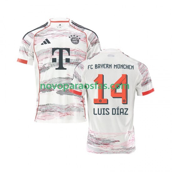 Camisolas Bayern de Munique Luis Diaz 14 Homem Visitante 2025-2026 Manga Curta