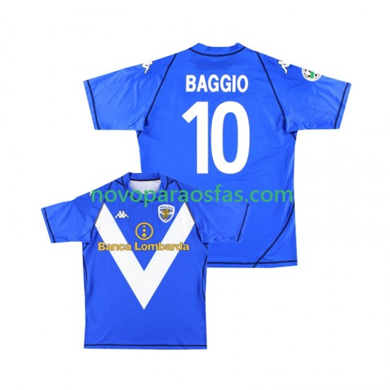 Camisolas Brescia Calcio Baggio 10 2003 Retro Homem Casa 2004 Manga Curta