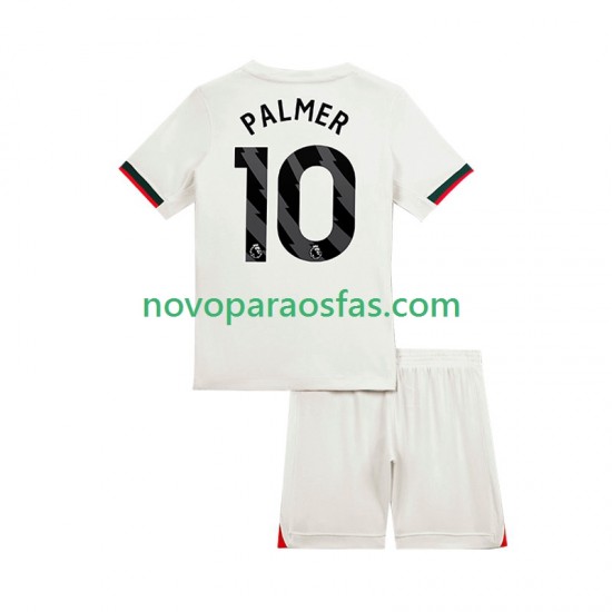 Camisolas Chelsea Cole Palmer 10 Criança Visitante 2025-2026 Manga Curta