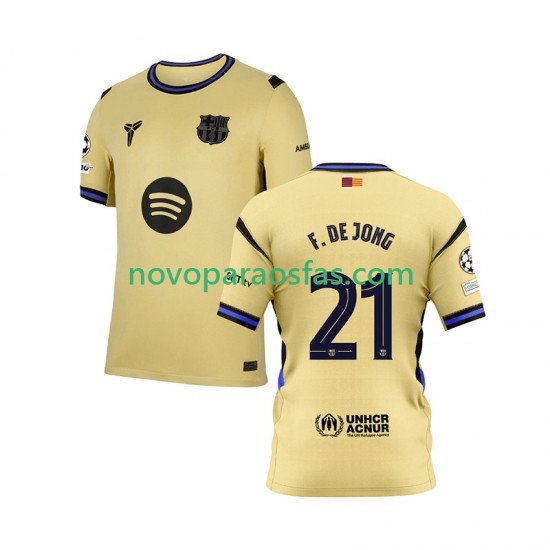Camisolas FC Barcelona Frenkie de Jong 21 Champions League Homem Visitante 2025-2026 Manga Curta