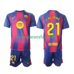 Camisolas FC Barcelona Frenkie de Jong 21 Criança Casa 2025-2026 Manga Curta