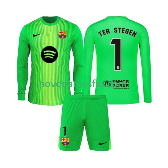 Camisolas FC Barcelona Ter Stegen 1 Guarda-redes Criança Casa 2025-2026 Manga Comprida