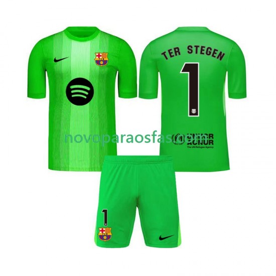 Camisolas FC Barcelona Ter Stegen 1 Guarda-redes Criança Casa 2025-2026 Manga Curta
