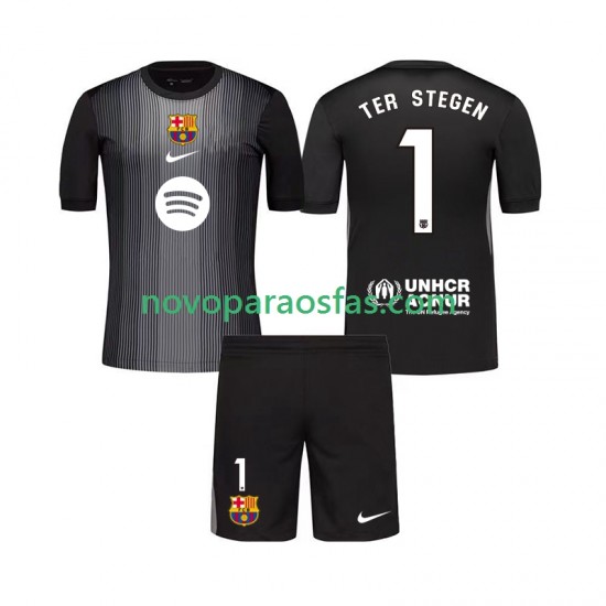 Camisolas FC Barcelona Ter Stegen 1 Guarda-redes Criança Alternativo 2025-2026 Manga Curta