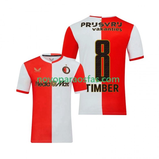 Camisolas Feyenoord Rotterdam Quinten Timber 8 Homem Casa 2025-2026 Manga Curta