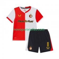 Camisolas Feyenoord Rotterdam Quinten Timber 8 Criança Casa 2025-2026 Manga Curta