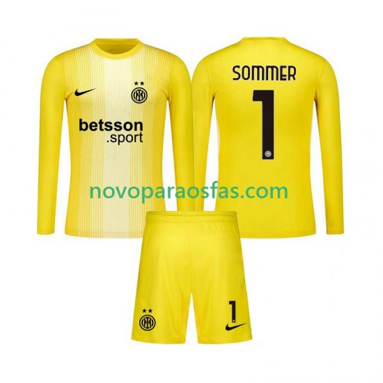 Camisolas Inter de Milão Yann Sommer 1 Guarda-redes Criança Visitante 2025-2026 Manga Comprida