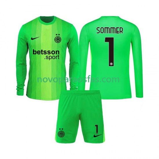 Camisolas Inter de Milão Yann Sommer 1 Guarda-redes Criança Alternativo 2025-2026 Manga Comprida