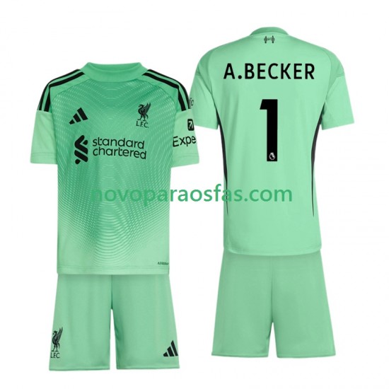 Camisolas Liverpool Alisson Becker 1 Guarda-redes Criança Casa 2025-2026 Manga Curta