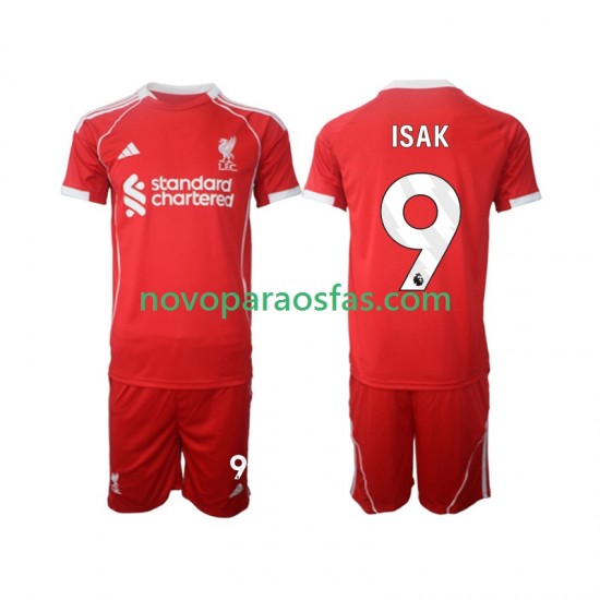 Camisolas Liverpool ISAK 9 Criança Casa 2025-2026 Manga Curta