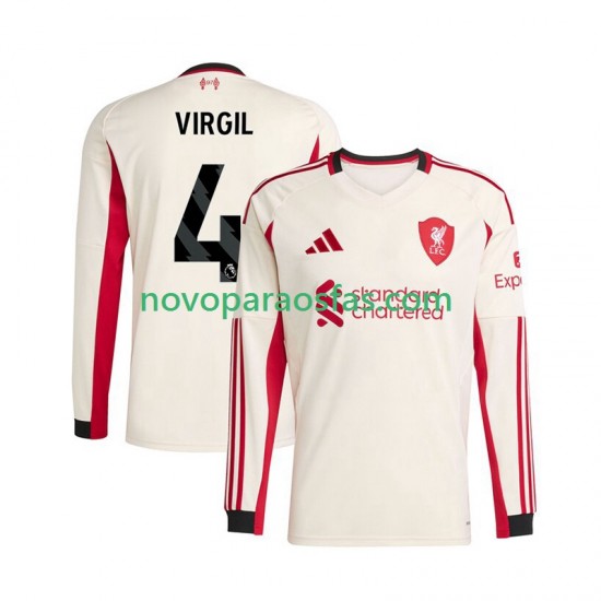 Camisolas Liverpool Virgil van Dijk 4 Homem Visitante 2025-2026 Manga Comprida