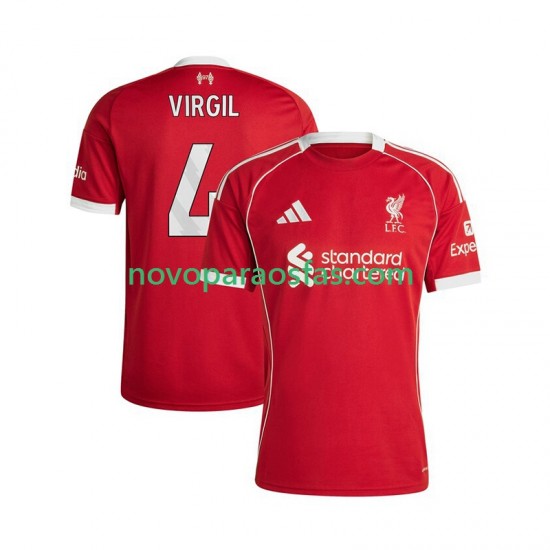 Camisolas Liverpool Virgil van Dijk 4 Homem Casa 2025-2026 Manga Curta