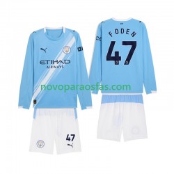 Camisolas Manchester City Phil Foden 47 Criança Casa 2025-2026 Manga Comprida