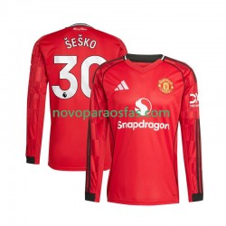 Camisolas Manchester United Benjamin Sesko 30 Homem Casa 2025-2026 Manga Comprida