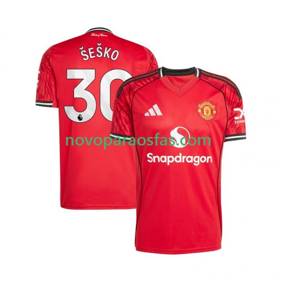 Camisolas Manchester United Benjamin Sesko 30 Homem Casa 2025-2026 Manga Curta
