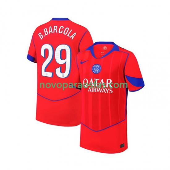 Camisolas Paris Saint-Germain Bradley Barcola 29 Homem Alternativo 2025-2026 Manga Curta