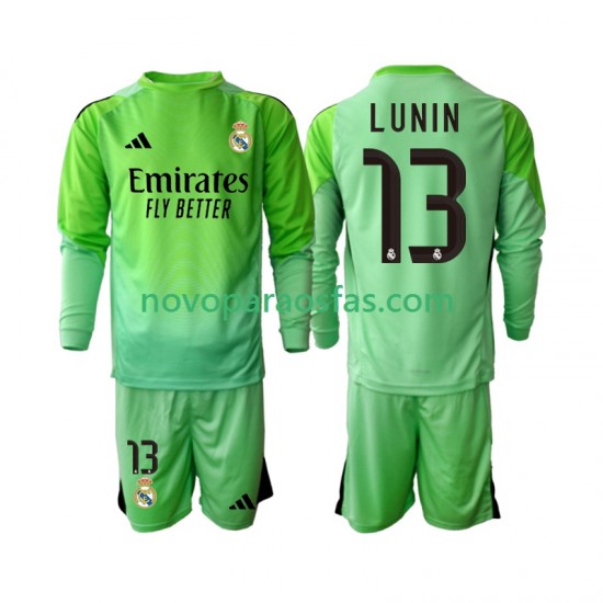 Camisolas Real Madrid Andriy Lunin 13 Guarda-redes Criança Visitante 2025-2026 Manga Comprida