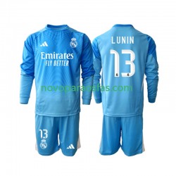 Camisolas Real Madrid Andriy Lunin 13 Guarda-redes Criança Casa 2025-2026 Manga Comprida