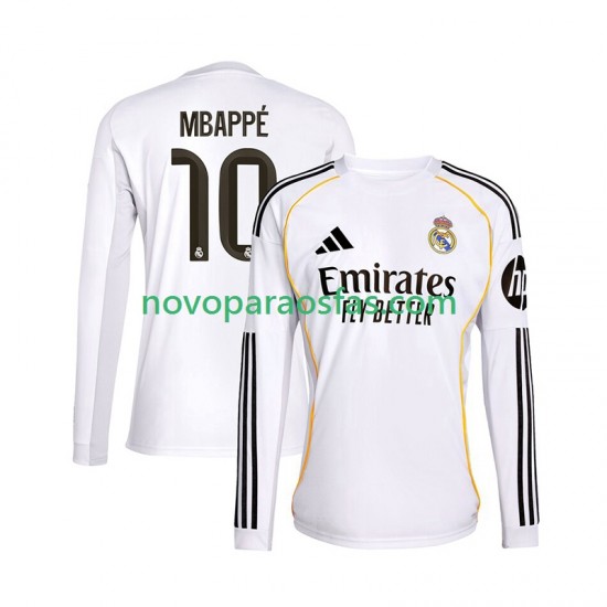Camisolas Real Madrid Mbappé Kylian 10 Homem Casa 2025-2026 Manga Comprida