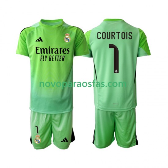Camisolas Real Madrid Thibaut Courtois 1 Criança Visitante 2025-2026 Manga Curta