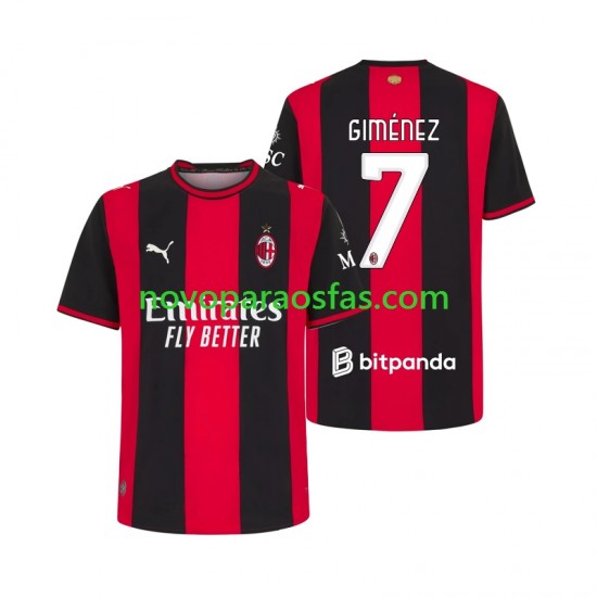 Camisolas AC Milan Gimenez 7 Homem Casa 2026-2027 Manga Curta
