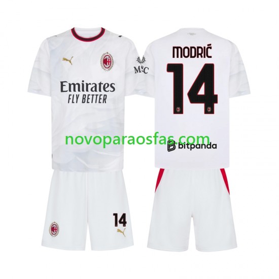 Camisolas AC Milan Modrić Luka 14 Criança Visitante 2026-2027 Manga Curta