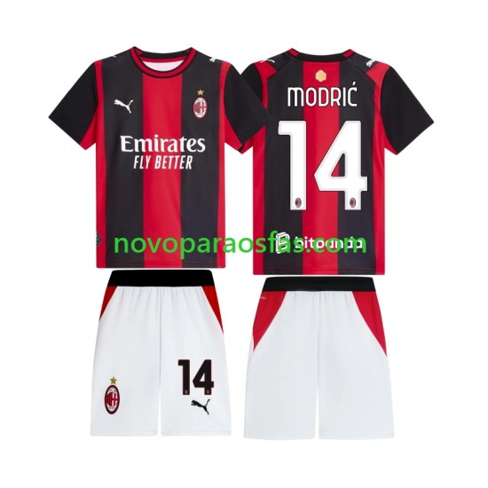 Camisolas AC Milan Modrić Luka 14 Criança Casa 2026-2027 Manga Curta