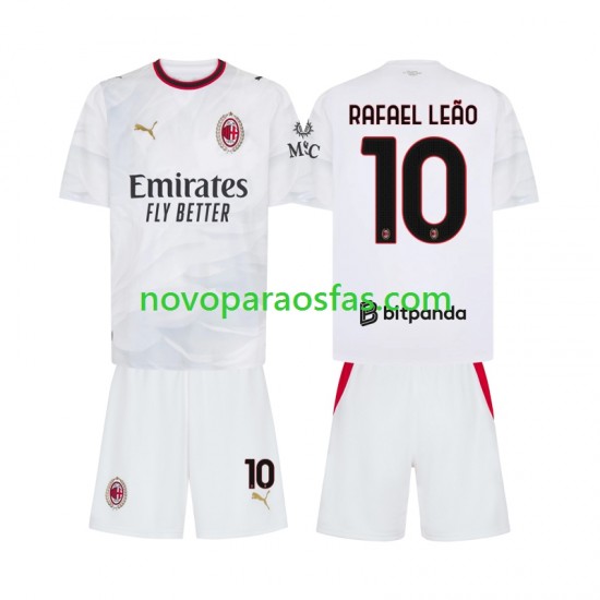 Camisolas AC Milan Rafael Leao 10 Criança Visitante 2026-2027 Manga Curta