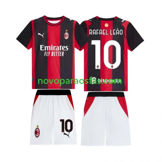 Camisolas AC Milan Rafael Leao 10 Criança Casa 2026-2027 Manga Curta