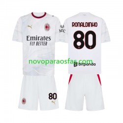 Camisolas AC Milan Ronaldinho 80 Criança Visitante 2026-2027 Manga Curta