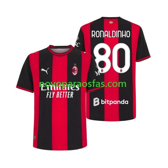 Camisolas AC Milan Ronaldinho 80 Homem Casa 2026-2027 Manga Curta