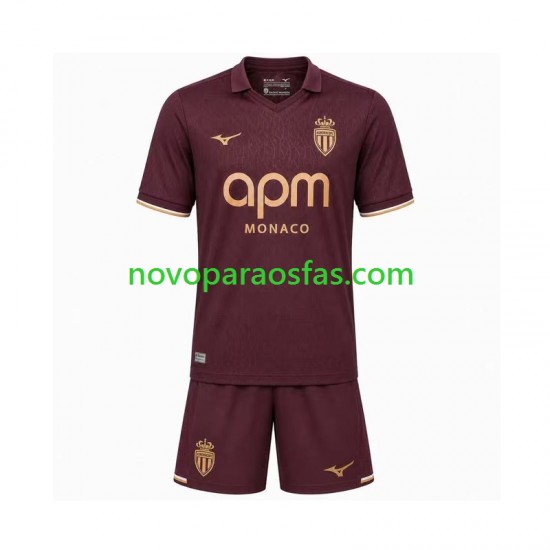 Camisolas AS Monaco Criança Visitante 2026-2027 Manga Curta