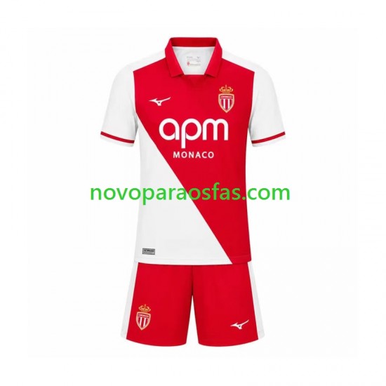 Camisolas AS Monaco Criança Casa 2026-2027 Manga Curta