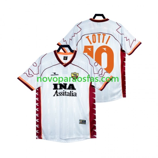 Camisolas AS Roma Totti 10 2000 Retro Homem Visitante 1999 Manga Curta
