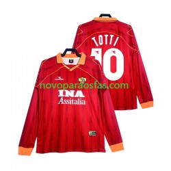 Camisolas AS Roma Totti 10 2000 Retro Homem Casa 1999 Manga Comprida
