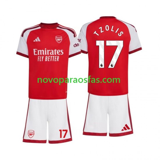 Camisolas Arsenal Christos Tzolis 17 Criança Casa 2026-2027 Manga Curta