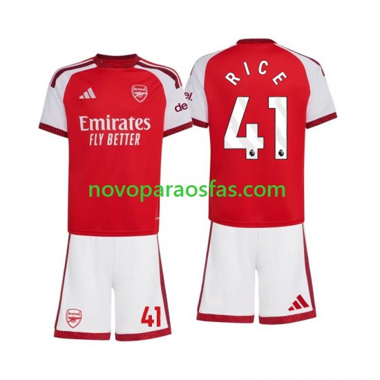 Camisolas Arsenal Declan Rice 41 Criança Casa 2026-2027 Manga Curta