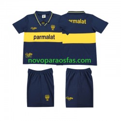Camisolas CA Boca Juniors 1993 1995 Retro Criança Casa Manga Curta
